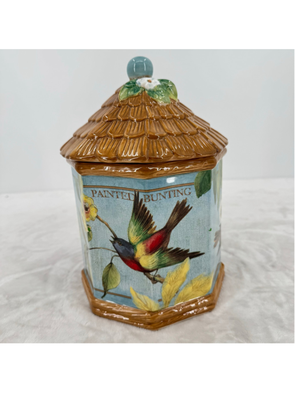 Cookie Jar with Lid Certified International Botanical Birds by Susan Winget